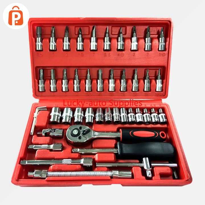 46 Pieces Socket Bit Ratchet Wrench Tool Kit