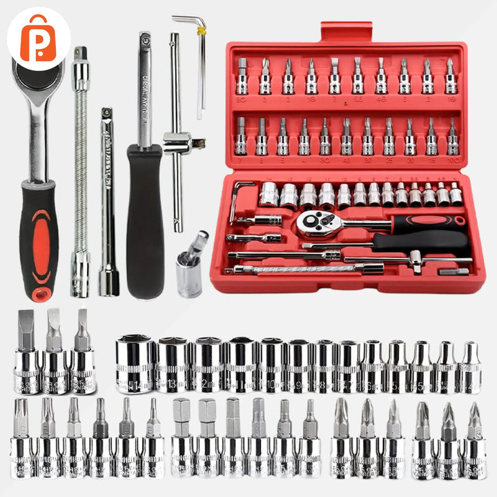 46 Pieces Socket Bit Ratchet Wrench Tool Kit