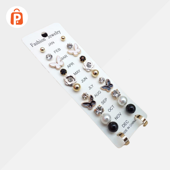 Trendy Women's Ear Tops Card - 12 Pairs